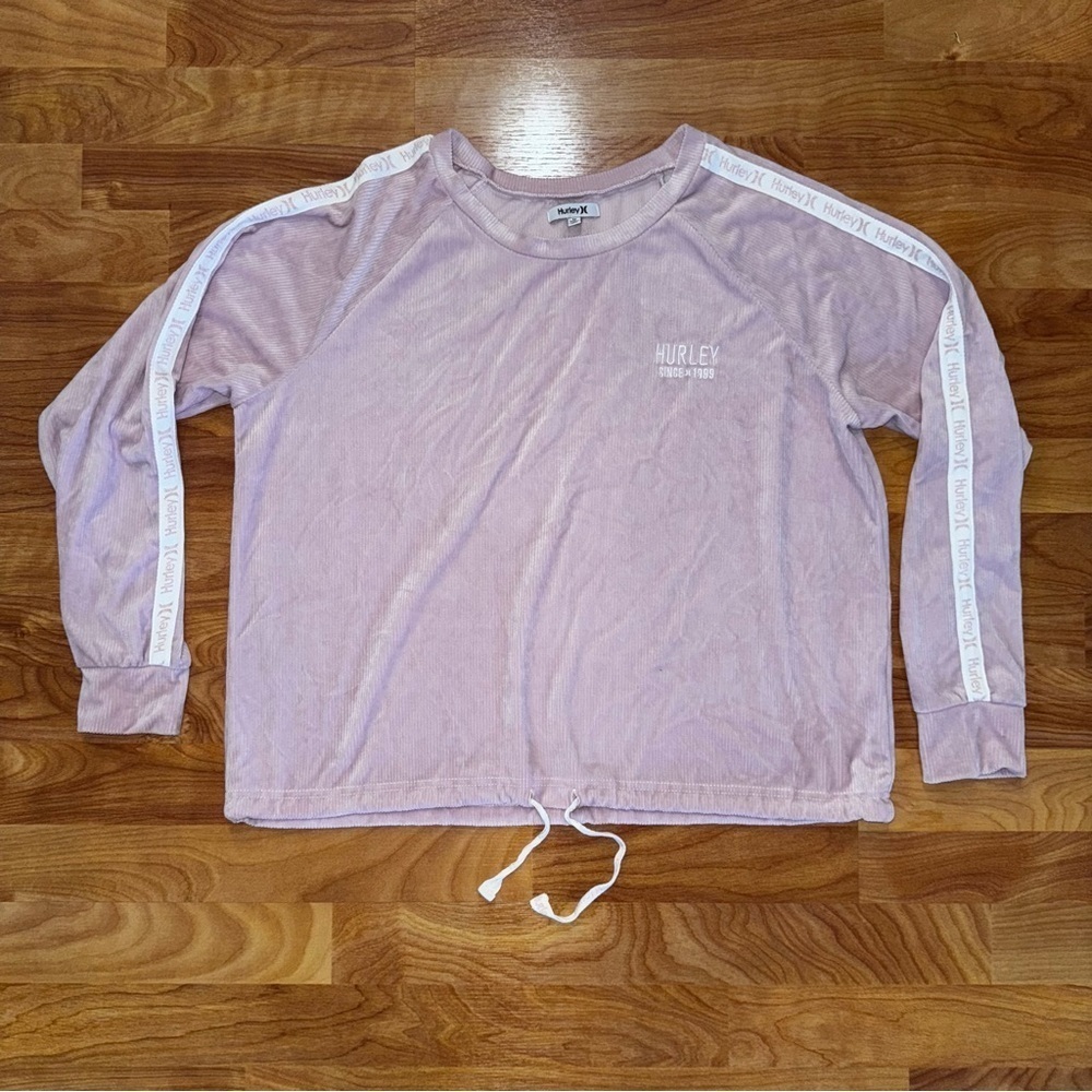 Hurley Cropped  Corduroy Long Sleeve T-Shirt Pullover Top Pink Women’s Medium